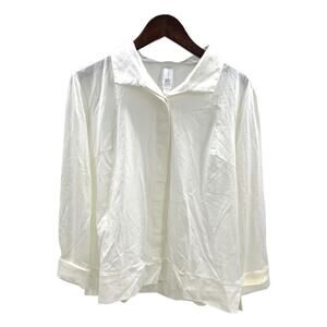 WynneCollection Women's Concealed Placket Shirt Ivory - Regular